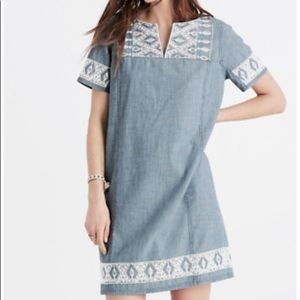 Madewell Chambray Embroidered Dress